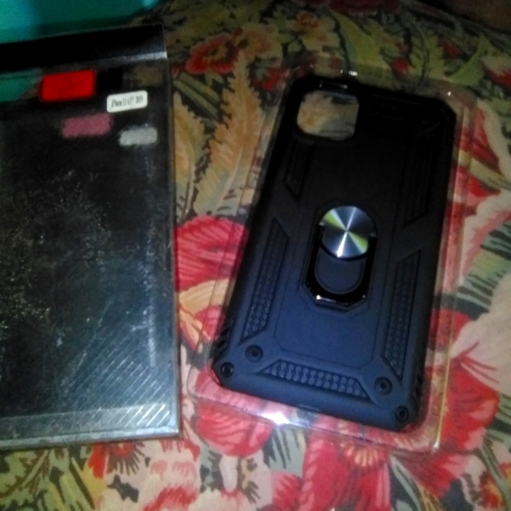 Dark blue hard cell case with ring already installed